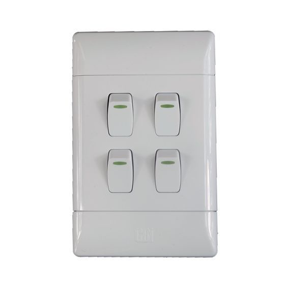 4 Lever 1 Way Switch White 4X2 Cbi