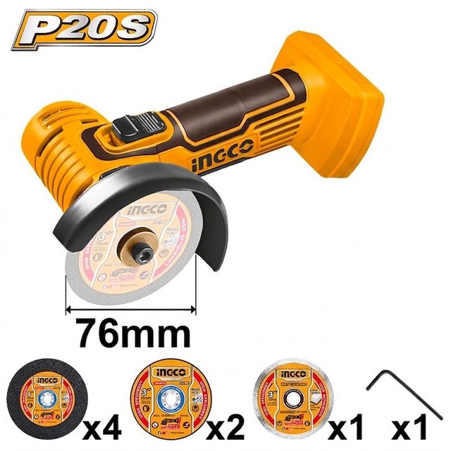 Grinder 20V PS + C/l 76mm 8P